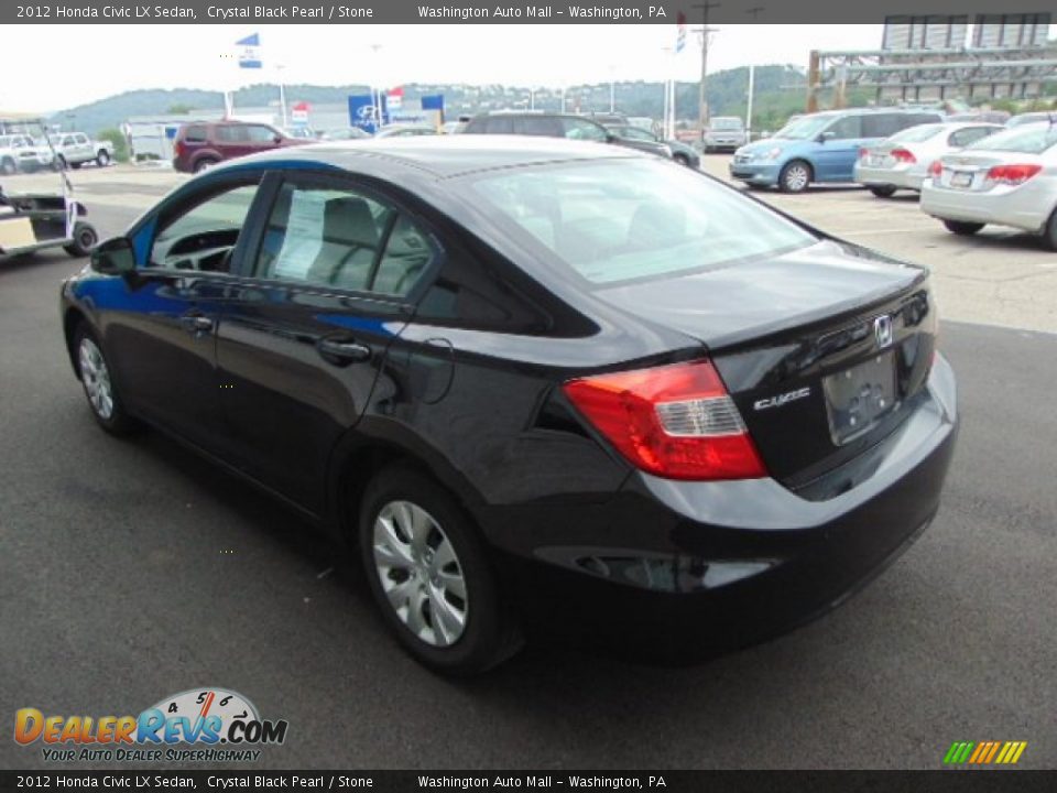 2012 Honda Civic LX Sedan Crystal Black Pearl / Stone Photo #7