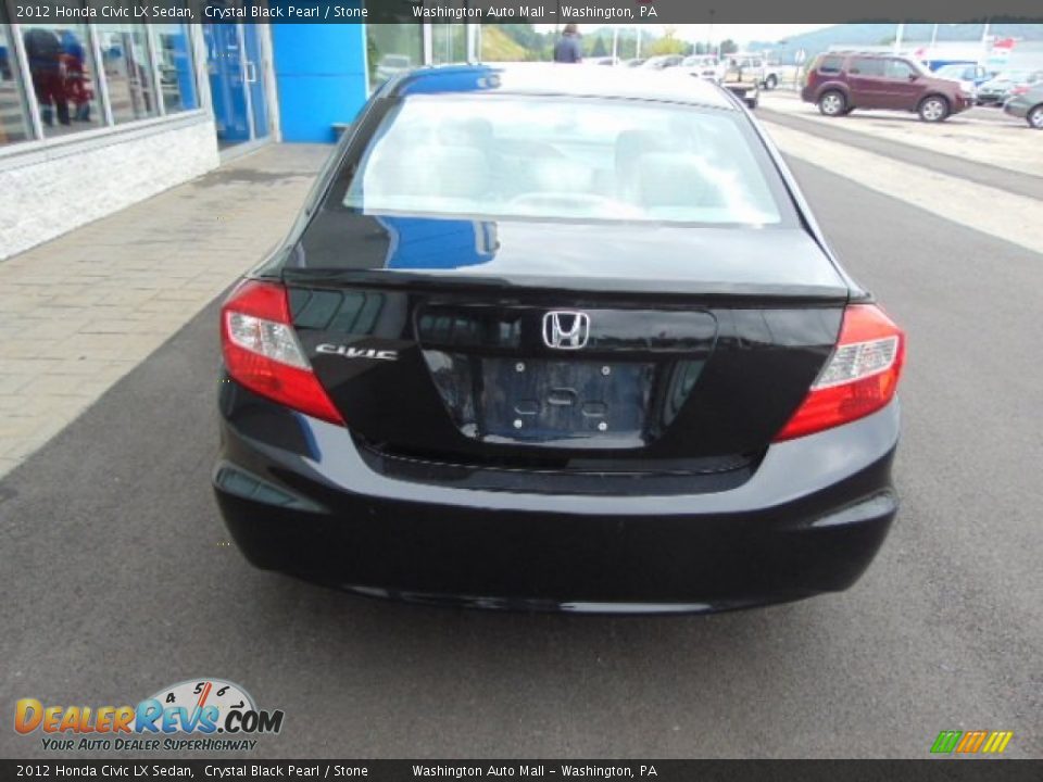 2012 Honda Civic LX Sedan Crystal Black Pearl / Stone Photo #8