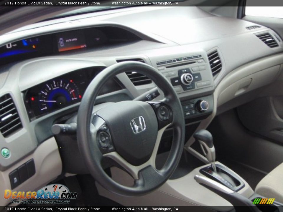 2012 Honda Civic LX Sedan Crystal Black Pearl / Stone Photo #10