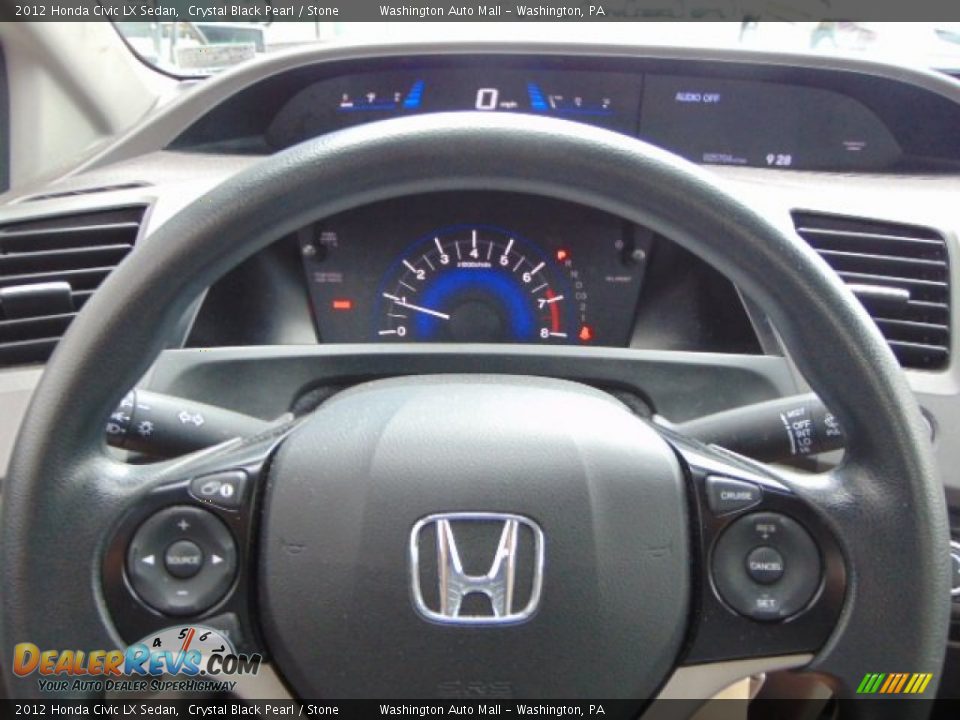2012 Honda Civic LX Sedan Crystal Black Pearl / Stone Photo #16