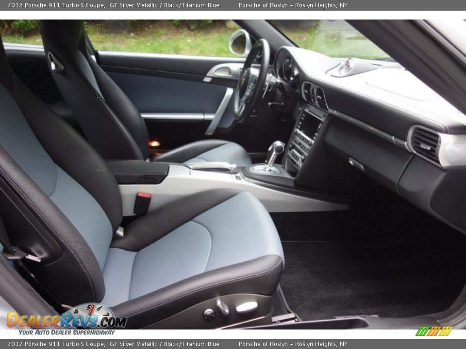 Black/Titanium Blue Interior - 2012 Porsche 911 Turbo S Coupe Photo #19