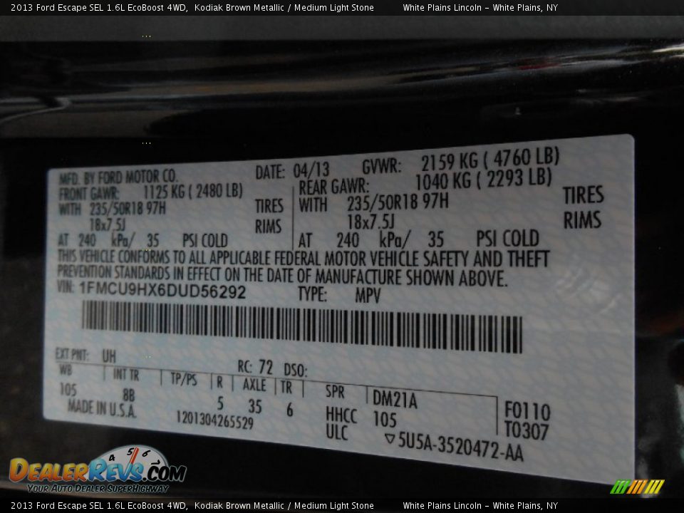 2013 Ford Escape SEL 1.6L EcoBoost 4WD Kodiak Brown Metallic / Medium Light Stone Photo #22