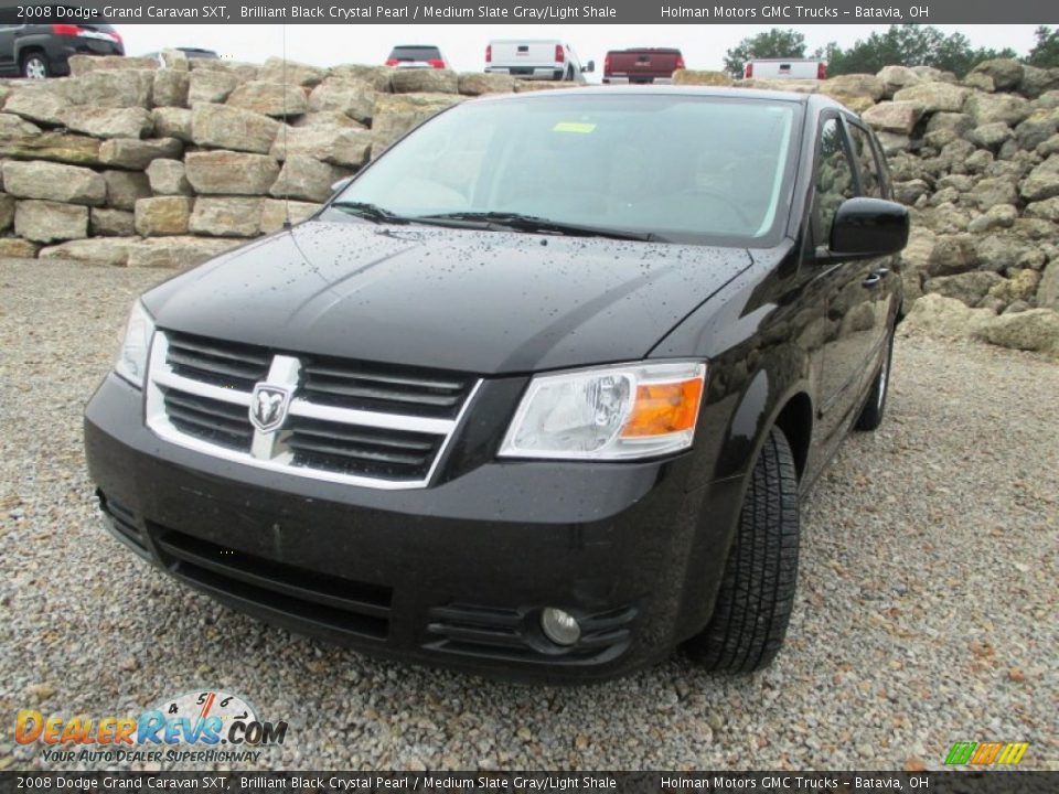 2008 Dodge Grand Caravan SXT Brilliant Black Crystal Pearl / Medium Slate Gray/Light Shale Photo #2