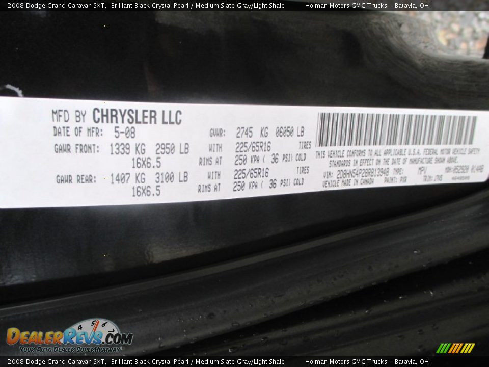 2008 Dodge Grand Caravan SXT Brilliant Black Crystal Pearl / Medium Slate Gray/Light Shale Photo #5