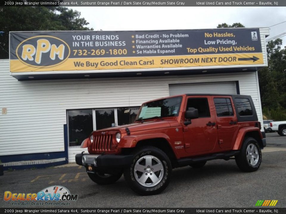 2009 Jeep Wrangler Unlimited Sahara 4x4 Sunburst Orange Pearl / Dark Slate Gray/Medium Slate Gray Photo #1