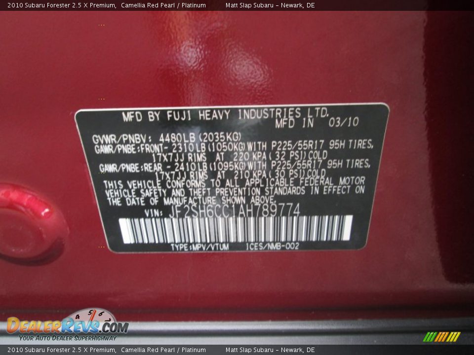 2010 Subaru Forester 2.5 X Premium Camellia Red Pearl / Platinum Photo #27