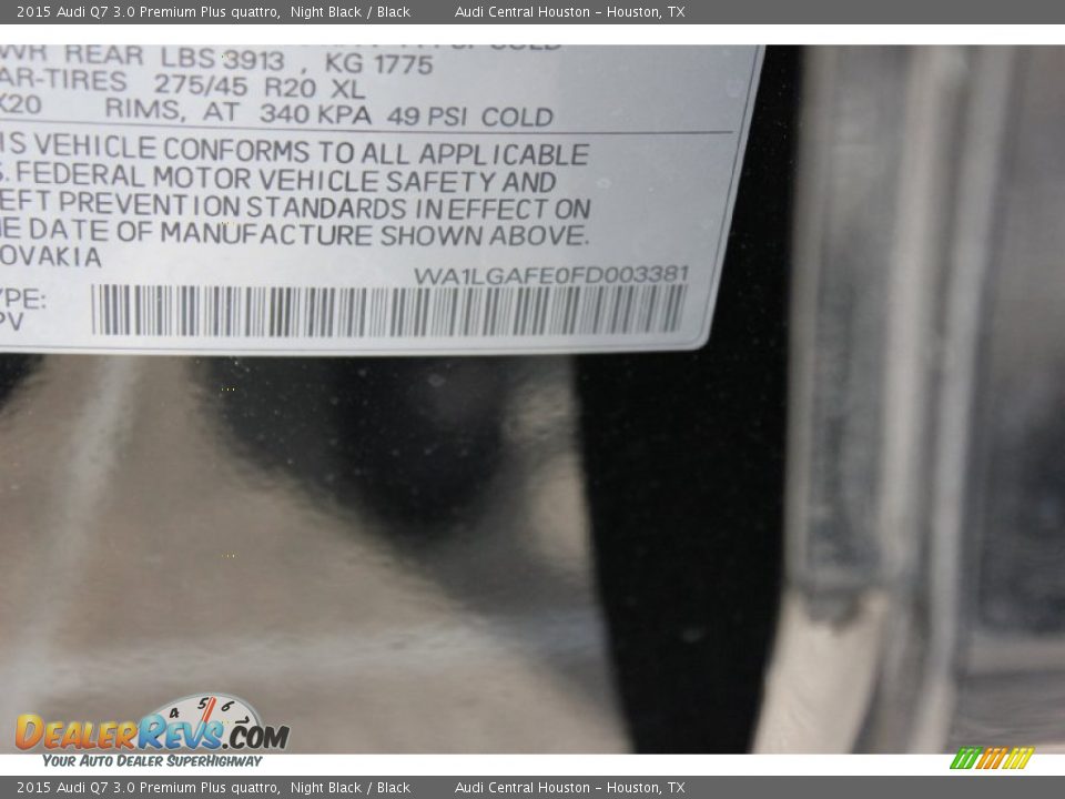 2015 Audi Q7 3.0 Premium Plus quattro Night Black / Black Photo #33