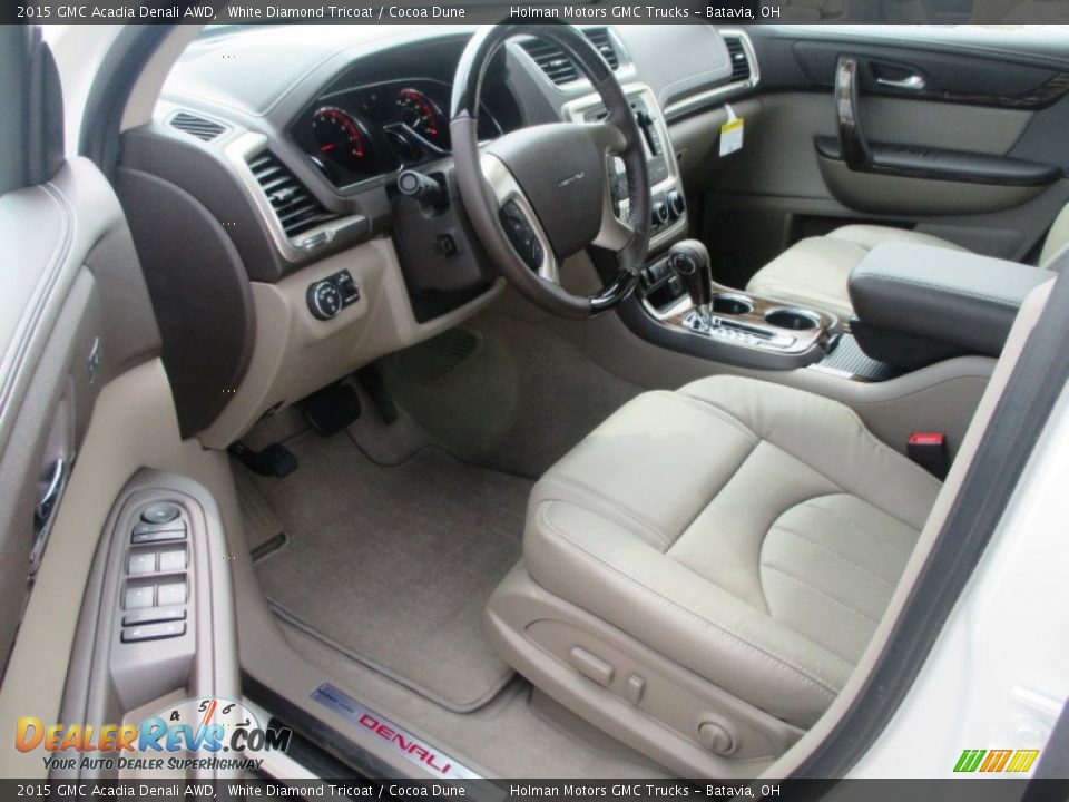 2015 GMC Acadia Denali AWD White Diamond Tricoat / Cocoa Dune Photo #6