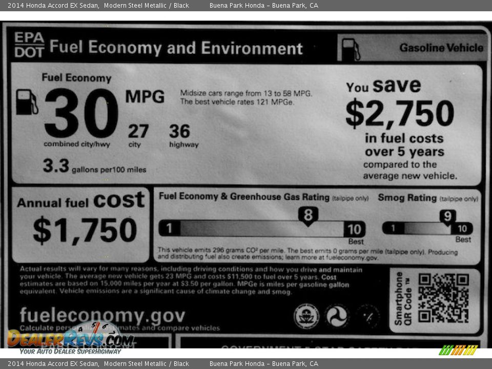 2014 Honda Accord EX Sedan Modern Steel Metallic / Black Photo #20