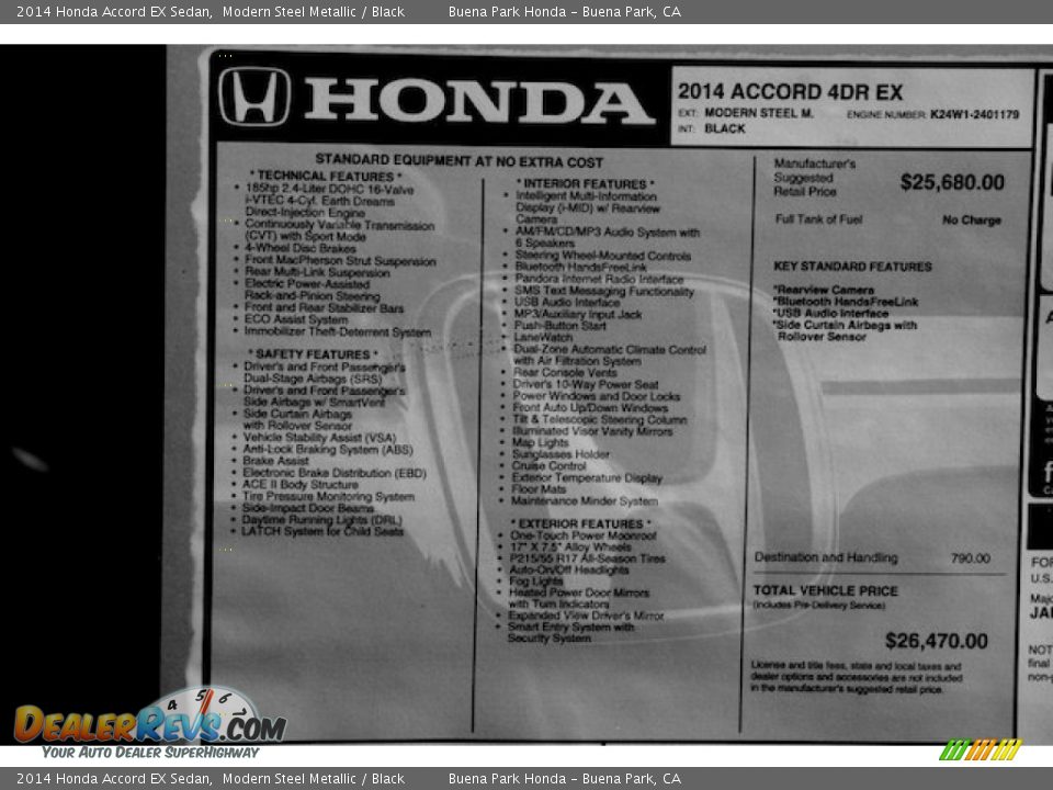 2014 Honda Accord EX Sedan Modern Steel Metallic / Black Photo #19