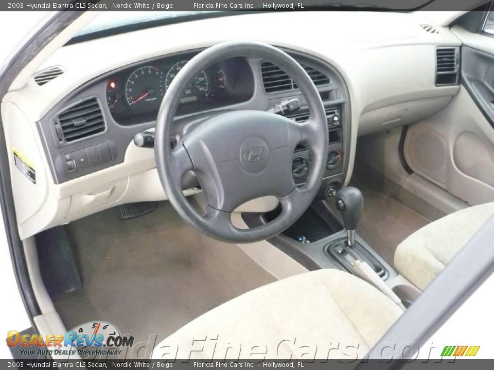 2003 Hyundai Elantra GLS Sedan Nordic White / Beige Photo #12