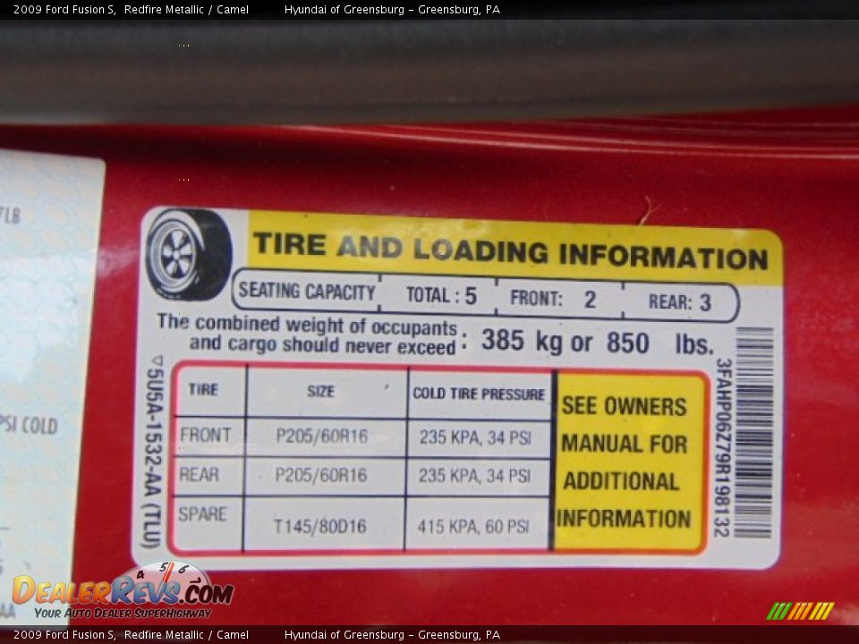 2009 Ford Fusion S Redfire Metallic / Camel Photo #23