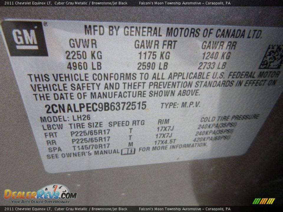 2011 Chevrolet Equinox LT Cyber Gray Metallic / Brownstone/Jet Black Photo #4