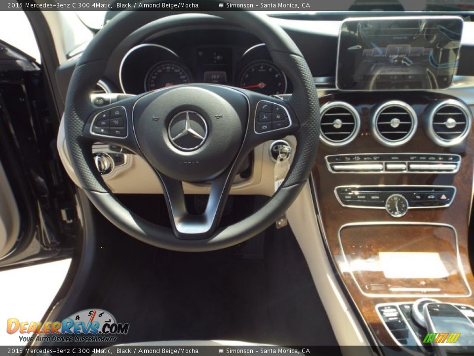 2015 Mercedes-Benz C 300 4Matic Black / Almond Beige/Mocha Photo #9