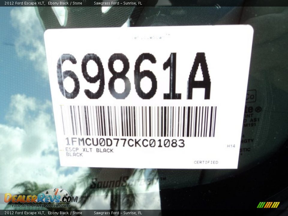 2012 Ford Escape XLT Ebony Black / Stone Photo #34