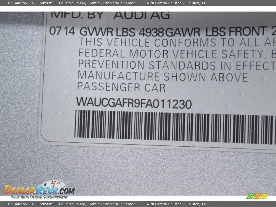 2015 Audi S5 3.0T Premium Plus quattro Coupe Florett Silver Metallic / Black Photo #29
