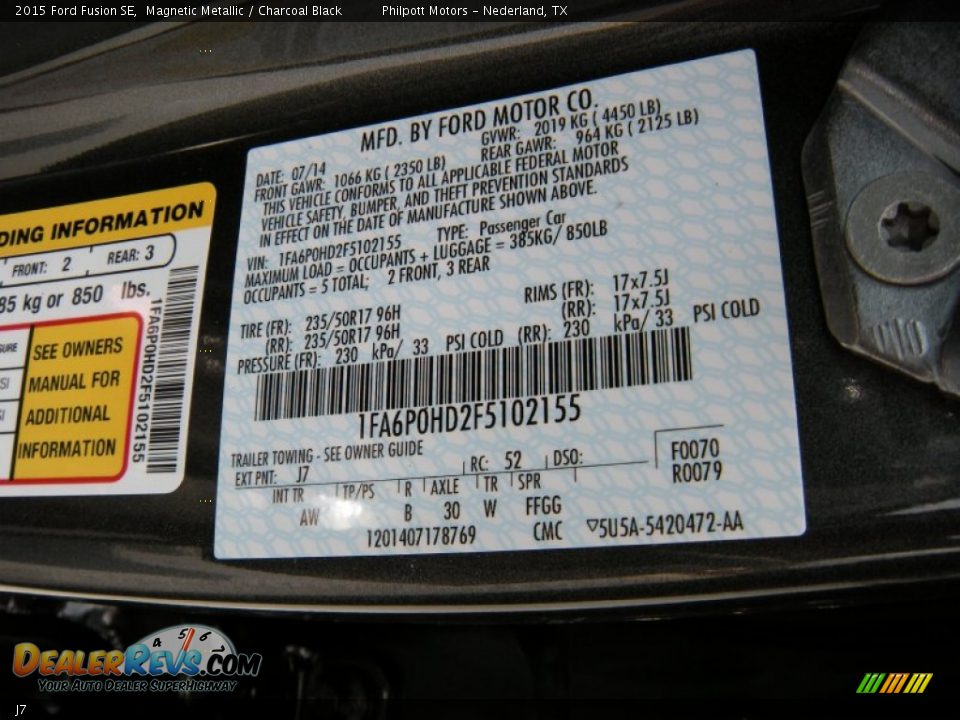 Ford Color Code J7 Magnetic Metallic