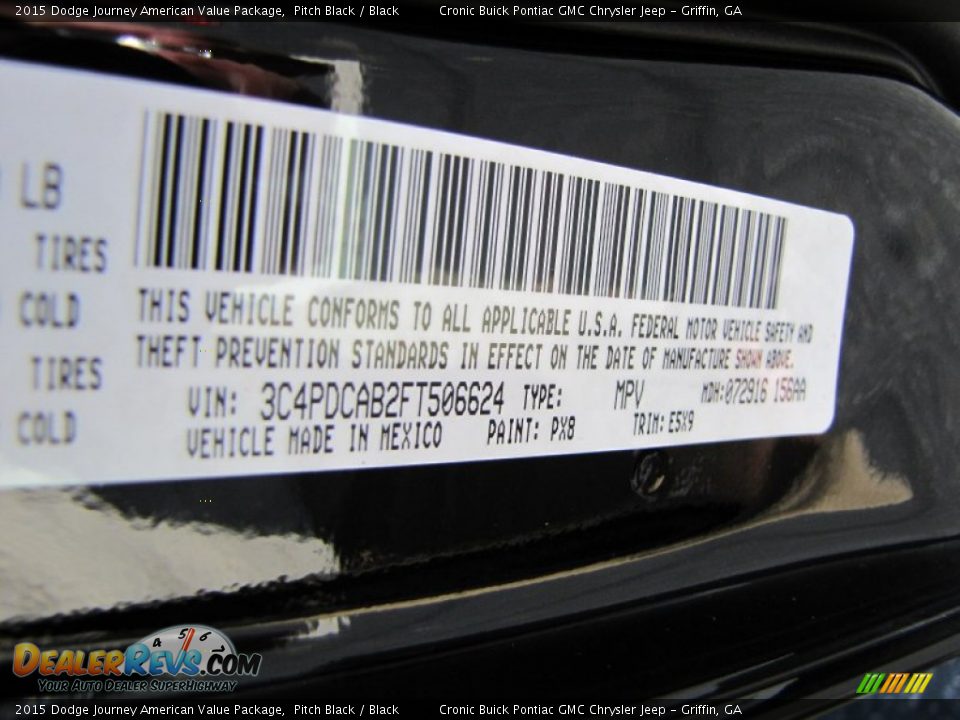 2015 Dodge Journey American Value Package Pitch Black / Black Photo #17