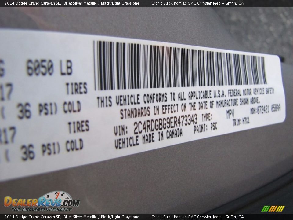 2014 Dodge Grand Caravan SE Billet Silver Metallic / Black/Light Graystone Photo #16