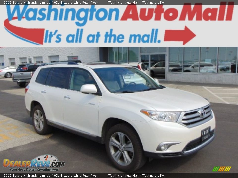 2012 Toyota Highlander Limited 4WD Blizzard White Pearl / Ash Photo #1