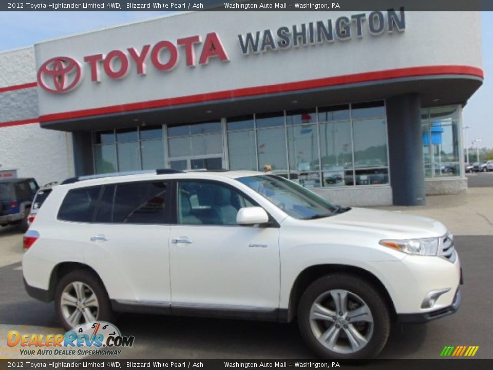 2012 Toyota Highlander Limited 4WD Blizzard White Pearl / Ash Photo #2