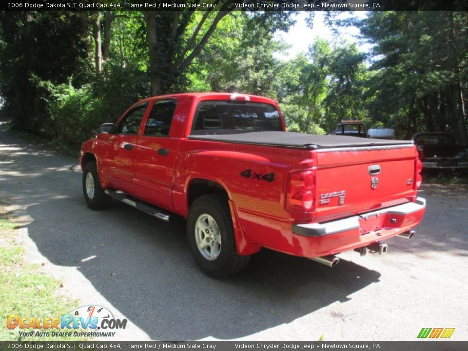 2006 Dodge Dakota SLT Quad Cab 4x4 Flame Red / Medium Slate Gray Photo #6