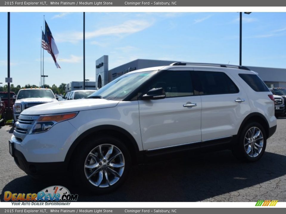 2015 Ford Explorer XLT White Platinum / Medium Light Stone Photo #3
