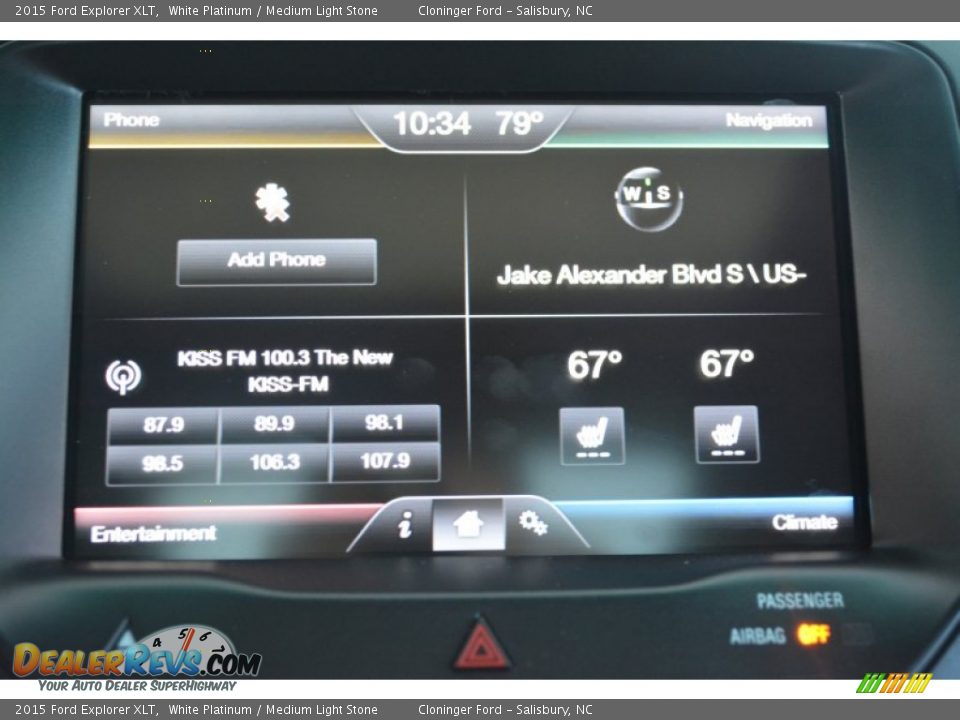 2015 Ford Explorer XLT White Platinum / Medium Light Stone Photo #15