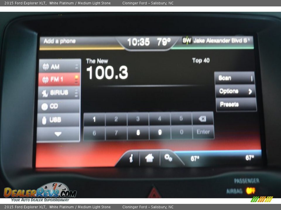 2015 Ford Explorer XLT White Platinum / Medium Light Stone Photo #16