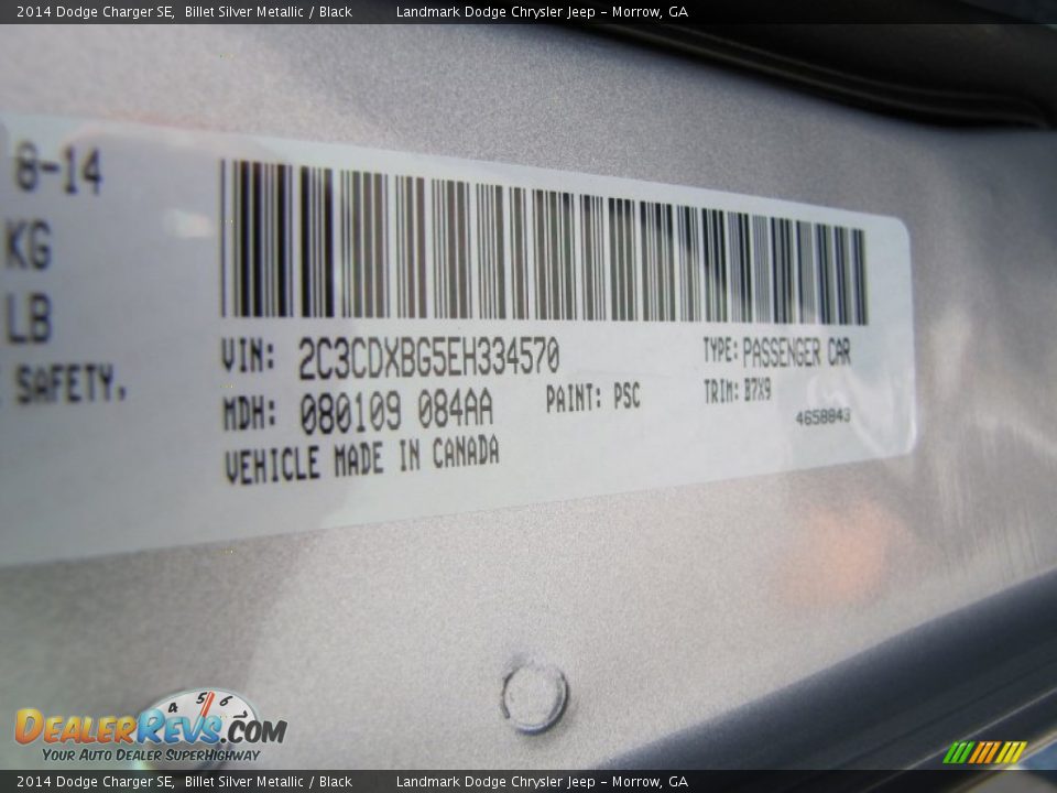 2014 Dodge Charger SE Billet Silver Metallic / Black Photo #9