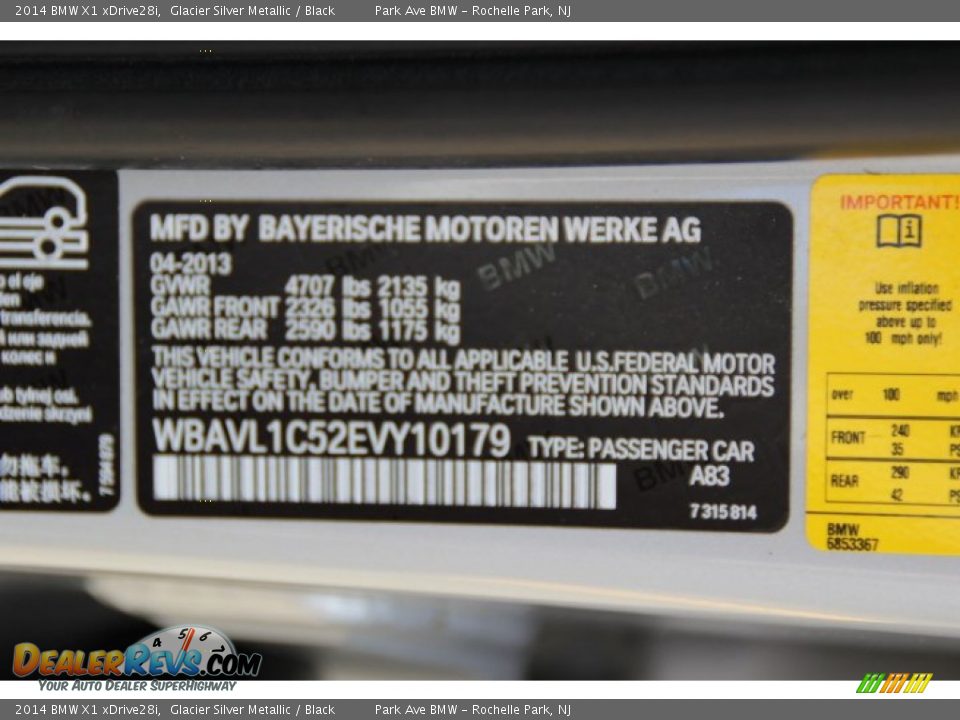 2014 BMW X1 xDrive28i Glacier Silver Metallic / Black Photo #34