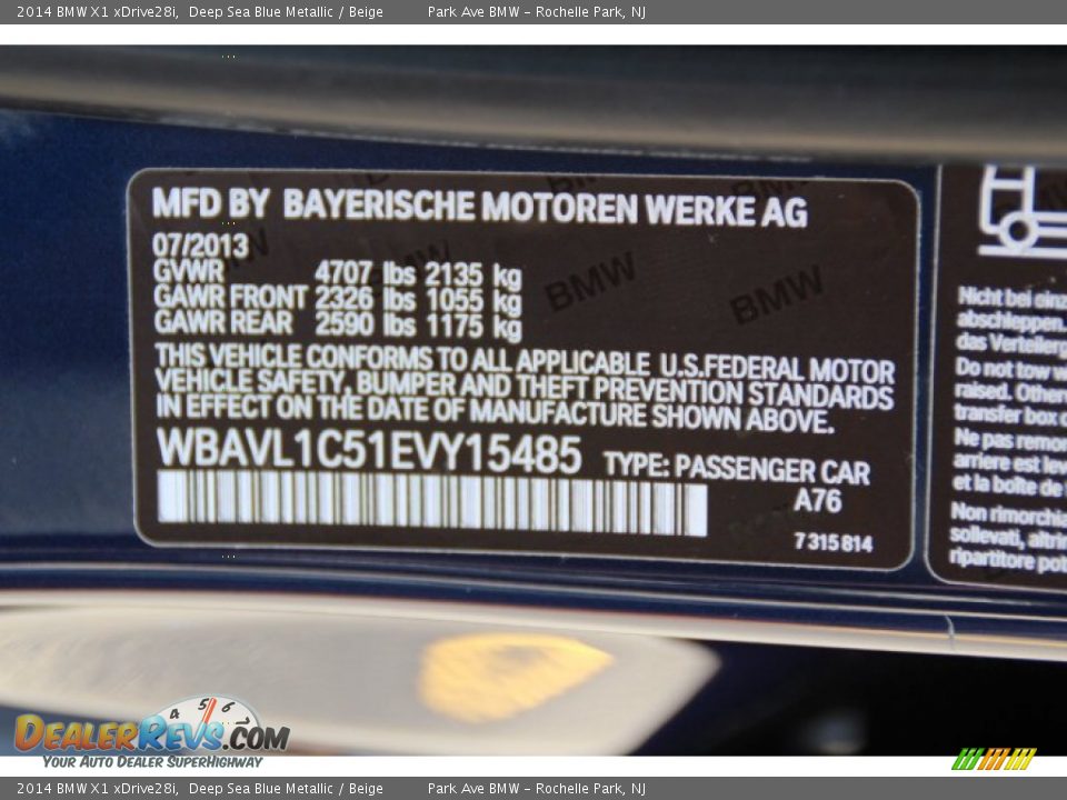 2014 BMW X1 xDrive28i Deep Sea Blue Metallic / Beige Photo #33