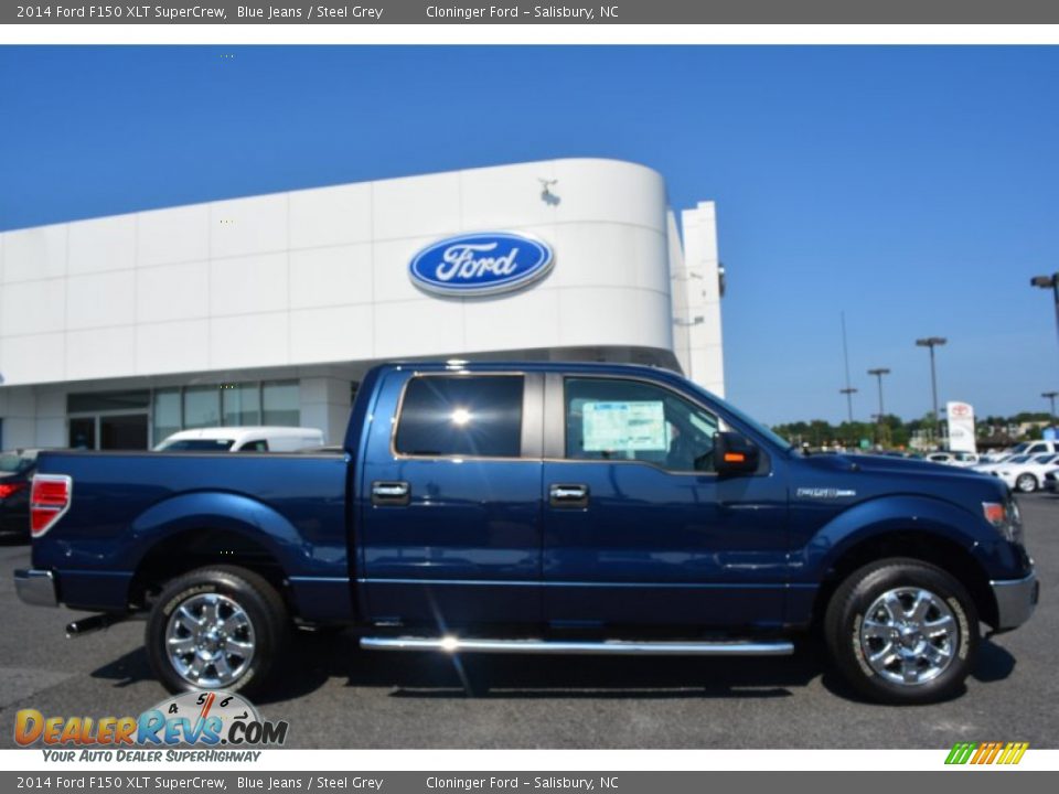 2014 Ford F150 XLT SuperCrew Blue Jeans / Steel Grey Photo #2