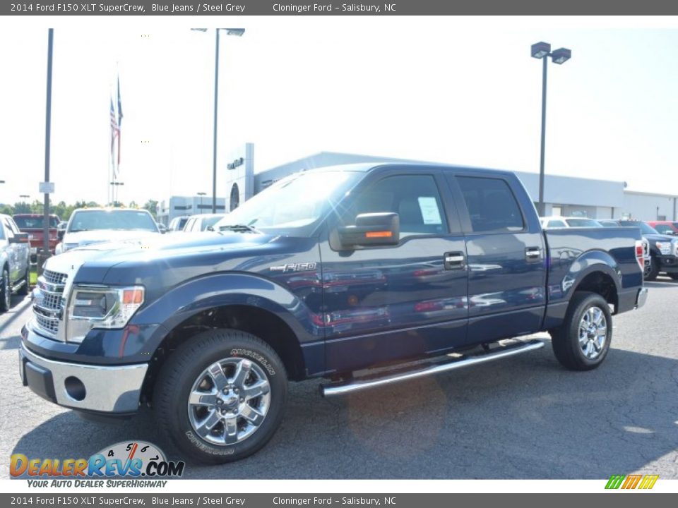 2014 Ford F150 XLT SuperCrew Blue Jeans / Steel Grey Photo #3