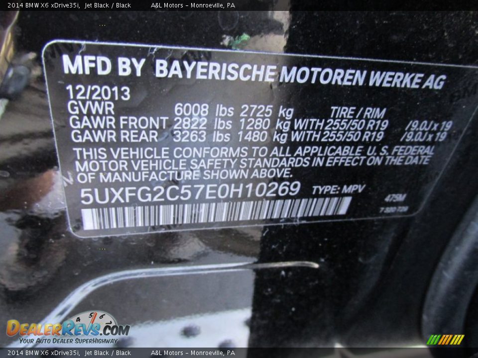 2014 BMW X6 xDrive35i Jet Black / Black Photo #19