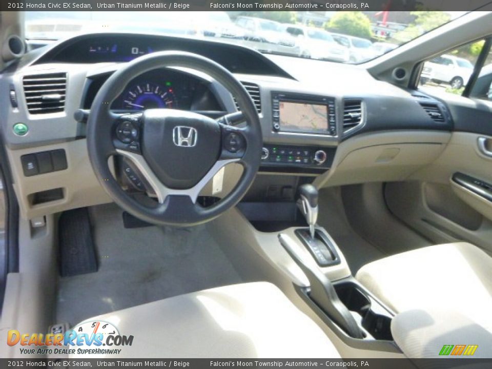 2012 Honda Civic EX Sedan Urban Titanium Metallic / Beige Photo #16