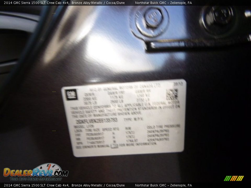2014 GMC Sierra 1500 SLT Crew Cab 4x4 Bronze Alloy Metallic / Cocoa/Dune Photo #20