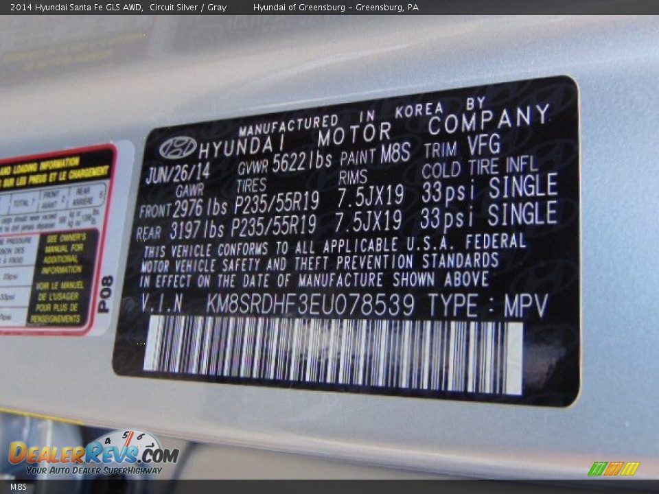 Hyundai Color Code M8S Circuit Silver