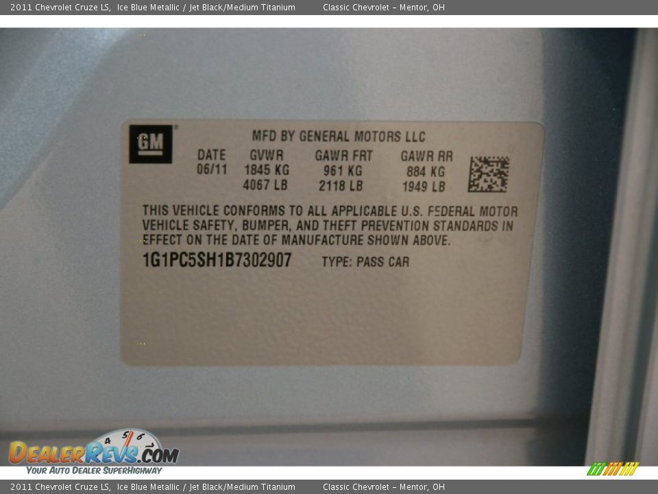 2011 Chevrolet Cruze LS Ice Blue Metallic / Jet Black/Medium Titanium Photo #17