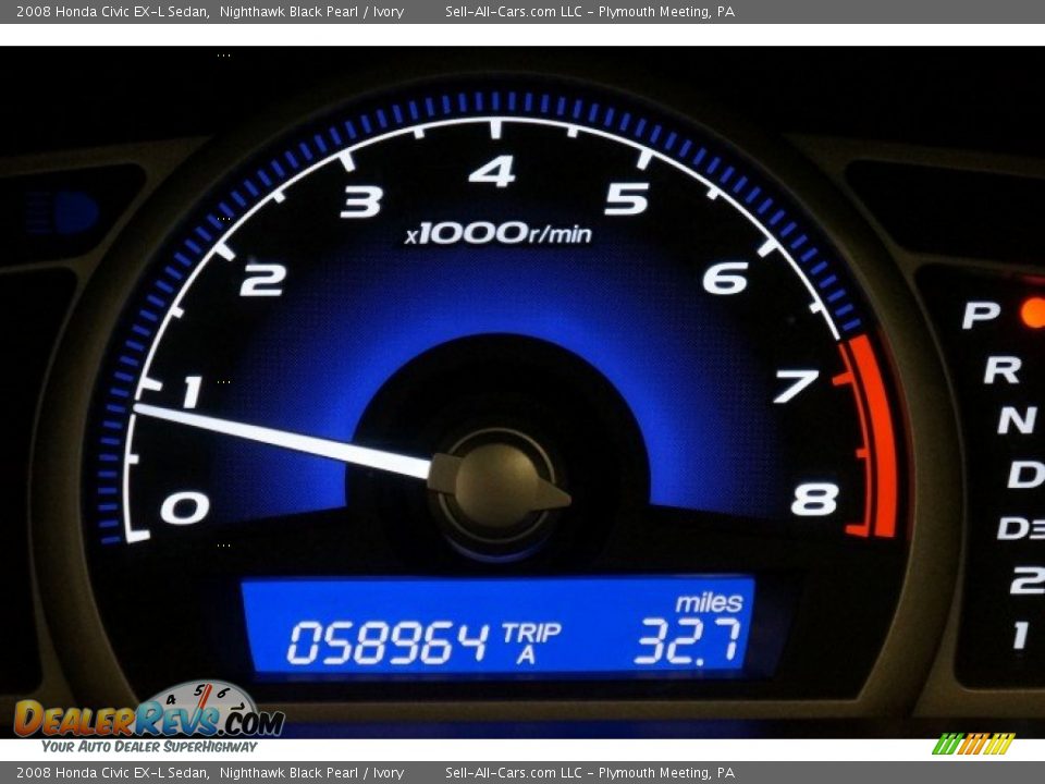 2008 Honda Civic EX-L Sedan Nighthawk Black Pearl / Ivory Photo #30