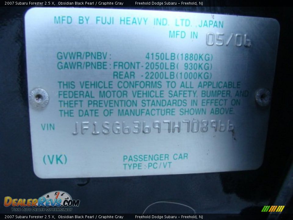 2007 Subaru Forester 2.5 X Obsidian Black Pearl / Graphite Gray Photo #20