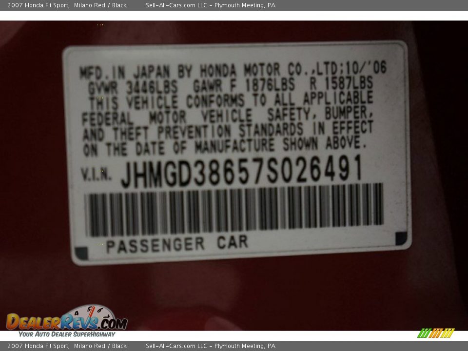 2007 Honda Fit Sport Milano Red / Black Photo #14