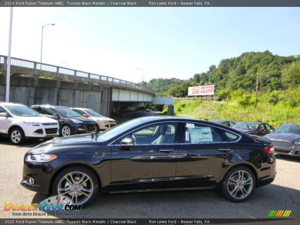2015 Ford Fusion Titanium AWD Tuxedo Black Metallic / Charcoal Black Photo #5