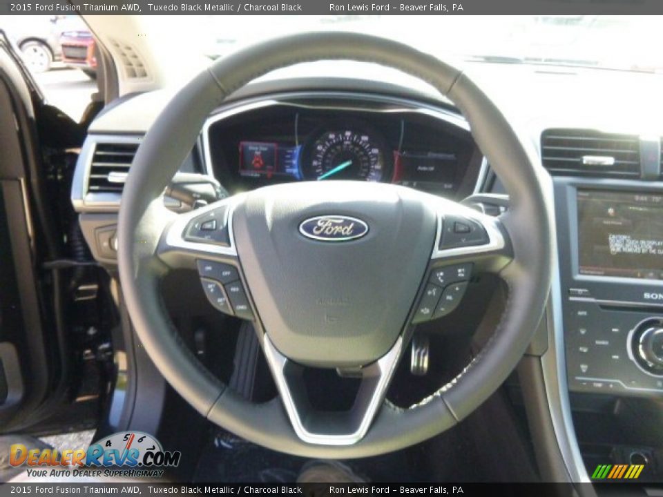 2015 Ford Fusion Titanium AWD Steering Wheel Photo #19
