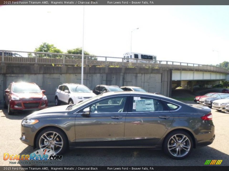 2015 Ford Fusion Titanium AWD Magnetic Metallic / Charcoal Black Photo #5