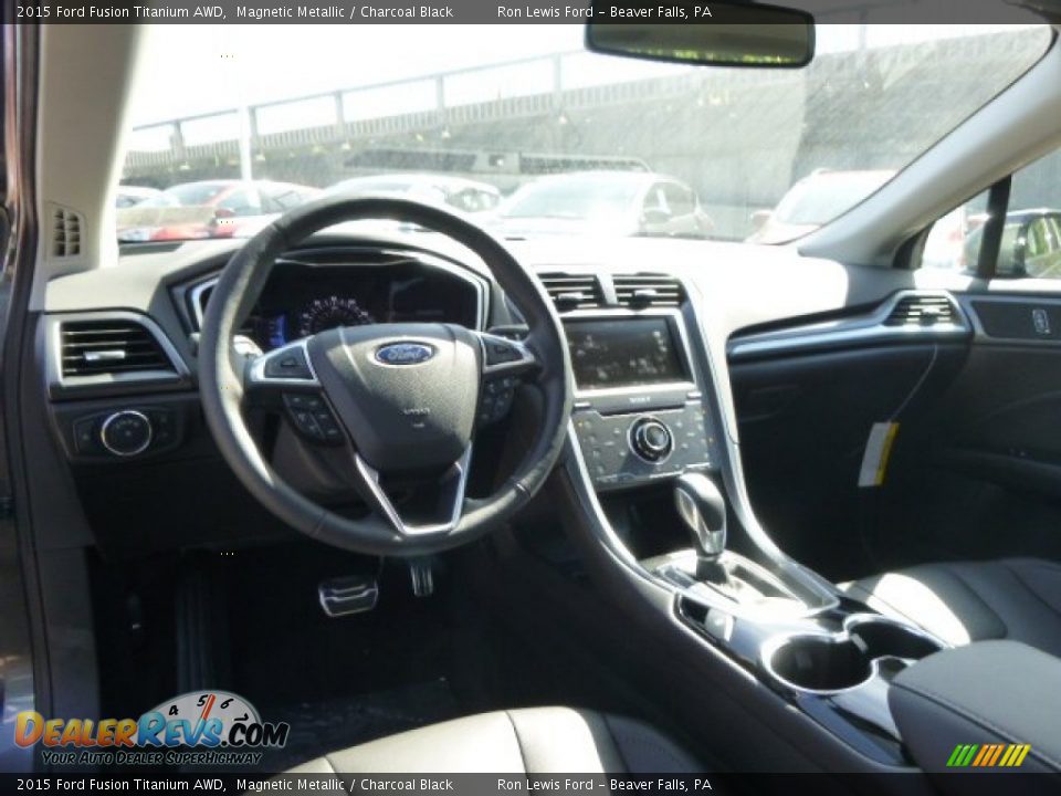 2015 Ford Fusion Titanium AWD Magnetic Metallic / Charcoal Black Photo #12