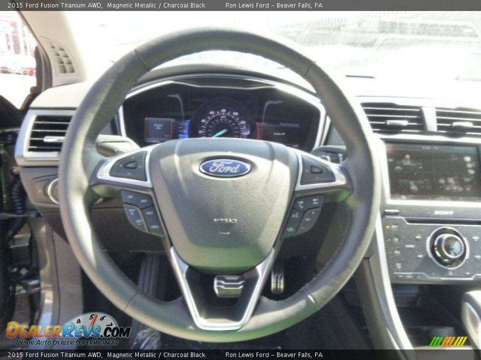 2015 Ford Fusion Titanium AWD Magnetic Metallic / Charcoal Black Photo #19