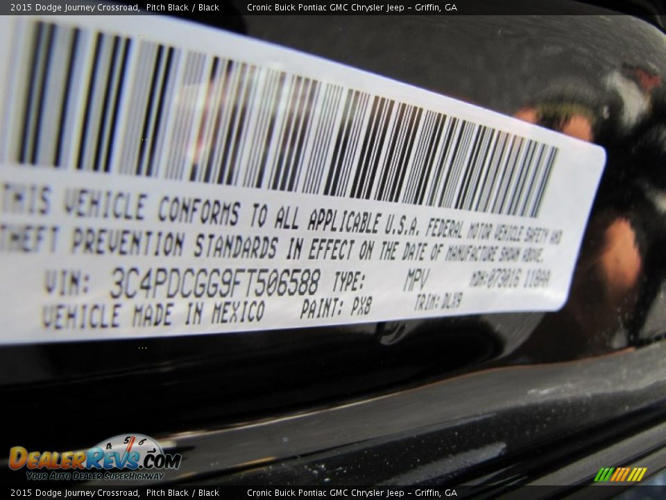 2015 Dodge Journey Crossroad Pitch Black / Black Photo #16