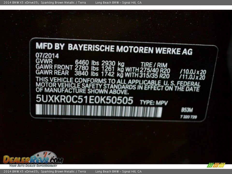 2014 BMW X5 xDrive35i Sparkling Brown Metallic / Terra Photo #5