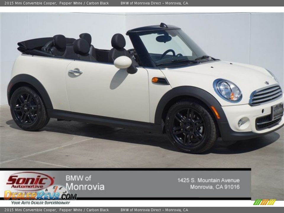2015 Mini Convertible Cooper Pepper White / Carbon Black Photo #1